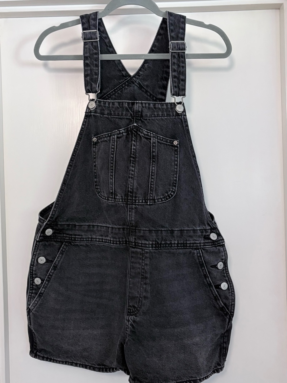 Old Navy Black Denim Overall Shorts
